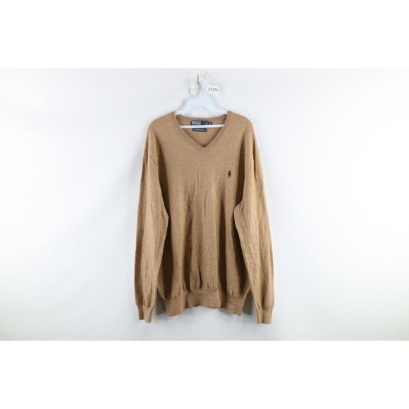 Ralph Lauren Sweaters Vintage Ralph Lauren Mens Xlt Xl Tall Merino Wool Knit Vneck Sweater